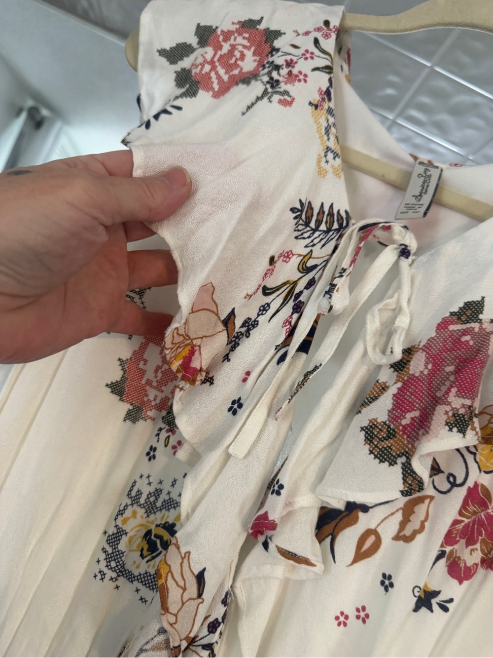 American Rag Cie Boho Floral Ruffle Mini Dress XXL - Picture 7 of 14